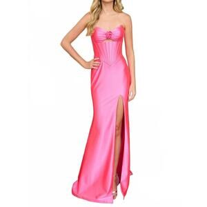 NEW AVA PRESLEY strapless corset prom dress in pink